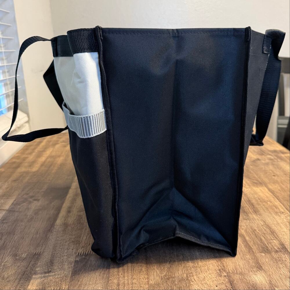 Pampered Chef Consultant Tote Bag XL Handles Pockets Canvas Expandable Black - Picture 6 of 9